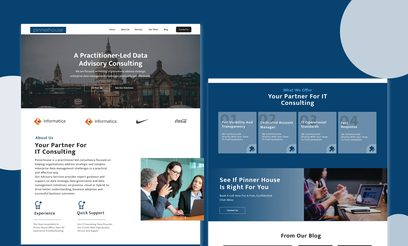 pinnerhouse website design mockups