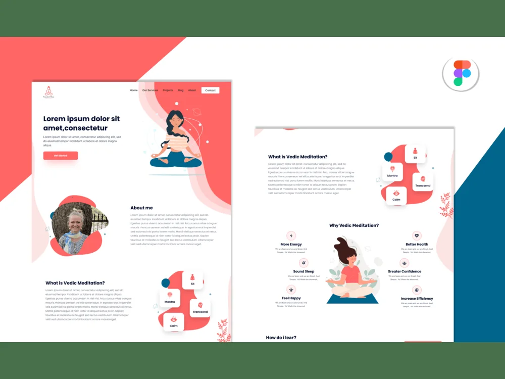 Vedic Meditation website design mockups